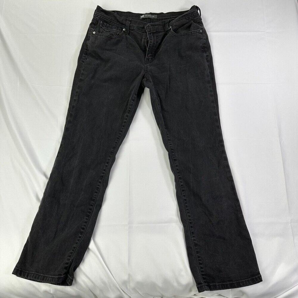 Levi's 505 Jeans Black Straight Leg 5 Pocket Design Zip Button Rivets Belt Loops
